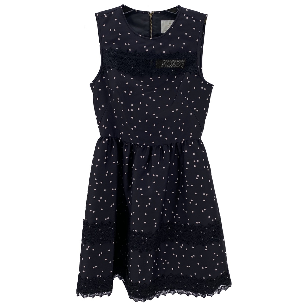 Nwt Kate Spade Black & Pink Polka Dot Dress
